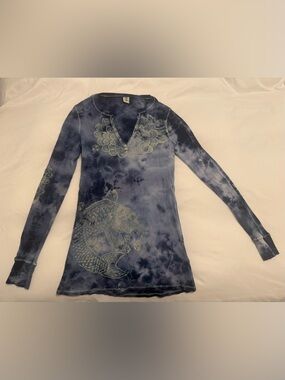 Lucky Brand Long Sleeve Thermal Tie-Dye Tee